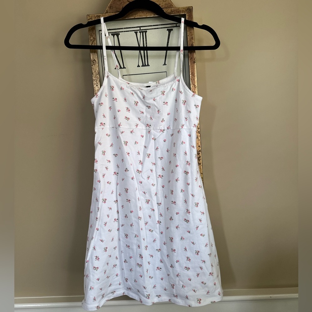 H&M White Dress with Pink Floral Design